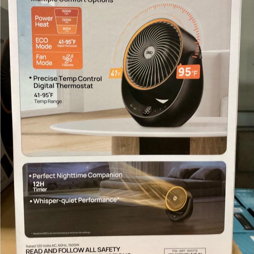 NEW! DREO 1500W Portable 3D Automatic Oscillating Ceramic PTC Heater - Picture 9 of 11